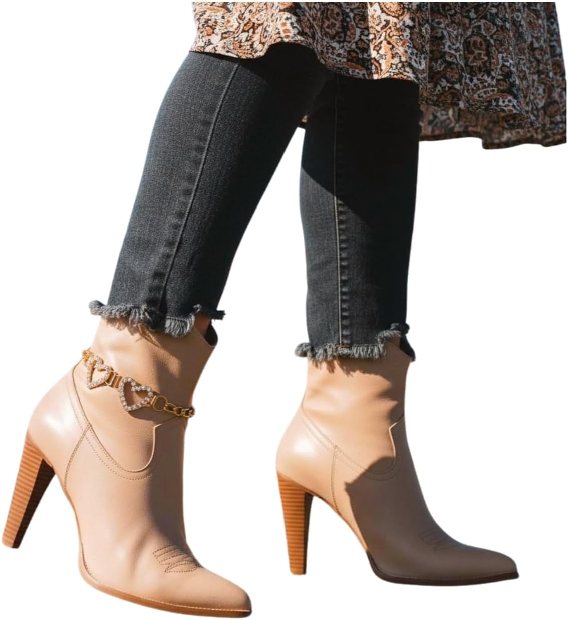 Women Jewelry Boot Bracelet Gold Metal Chain Shoe Anklet Love Heart Charm BC91