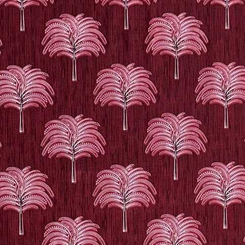 Image of Fashion String Elegant Tree 150 GSM Semi Transparent Eyelet Polyester Door Curtains - 7 Feet, Maroon (Set of 2)