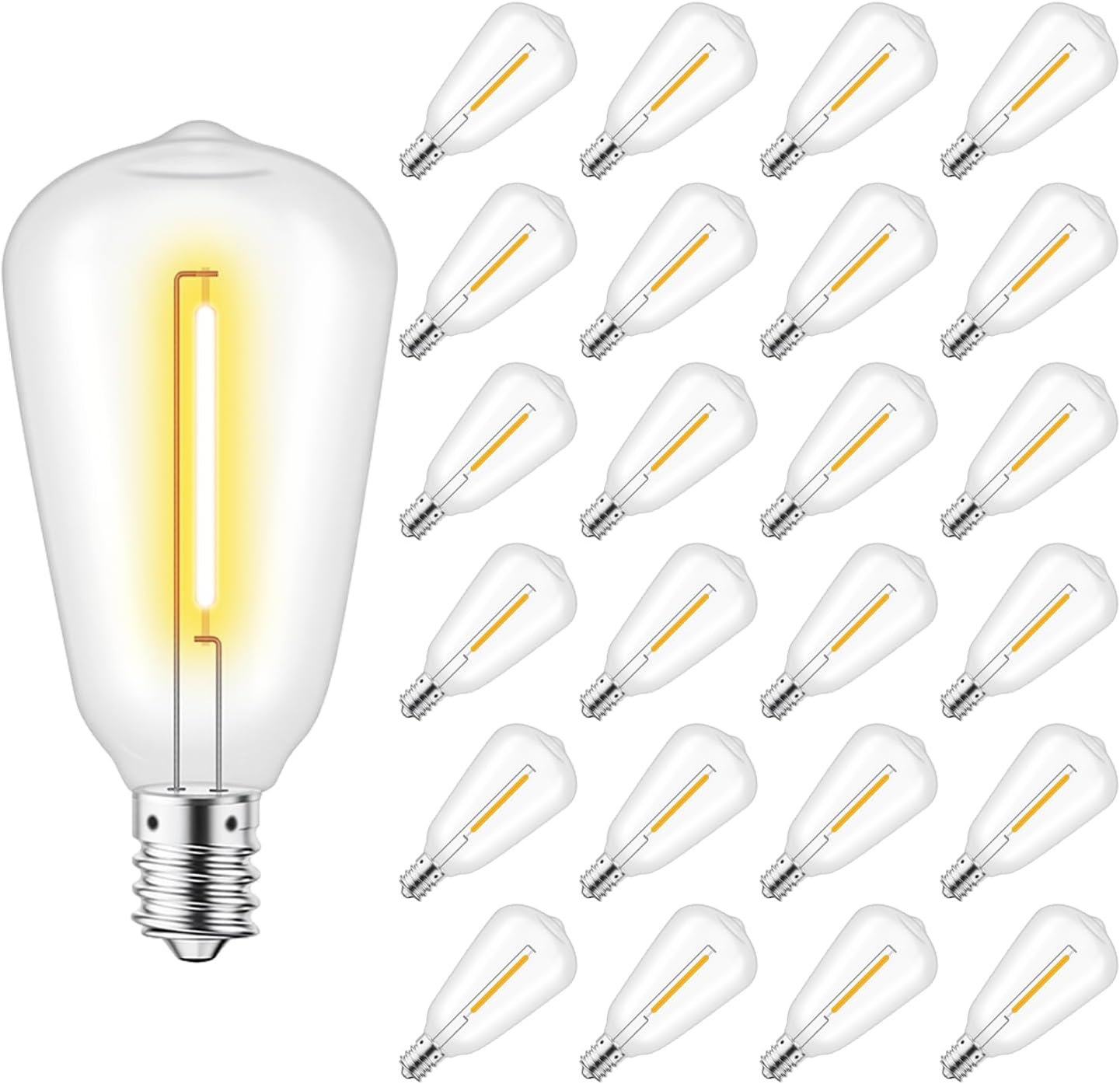 KGC Plastic C7/G40 Replacement LED Light Bulbs - 0.6W Equivalent to 7W Incandescent Bulbs 2700K, E12 Screw Base Shatterproof & Waterproof LED Globe Light Bulbs for Outdoor String Lights (50 Pack)