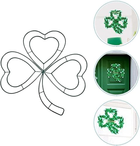 Miniatura 3 de IMIKEYA Marco de corona de alambre de metal, 2 piezas de corona de alambre de trébol irlandés verde, corona para colgar en la puerta, corona floral