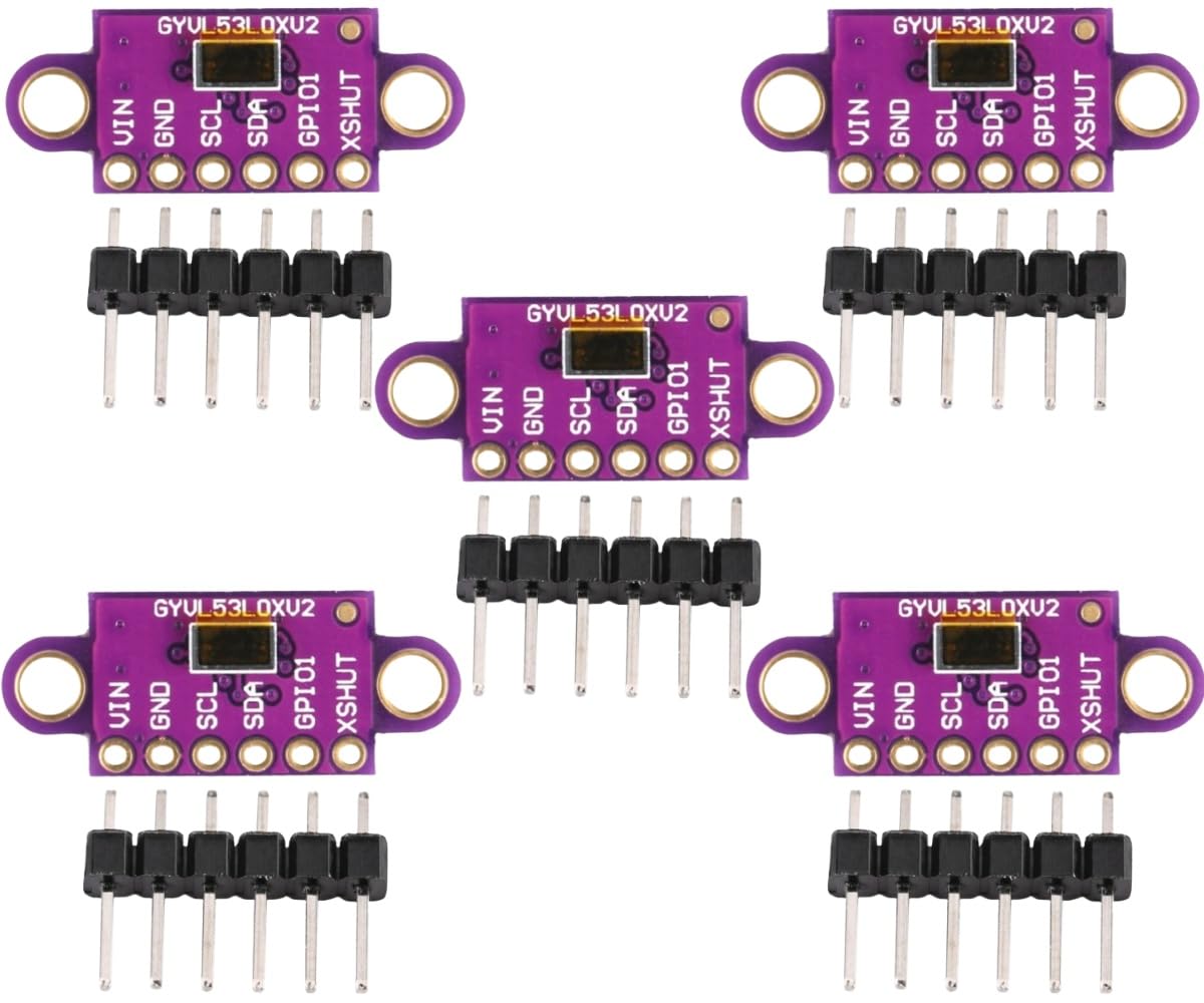 VL53L0X Time-of-Flight (ToF) Laser Ranging Sensor, 5PCS Breakout 940Nm -VL53L0XV2 Laser Flight Distance Measurement Sensor Module I2C IIC for Absolute Distance Measurement