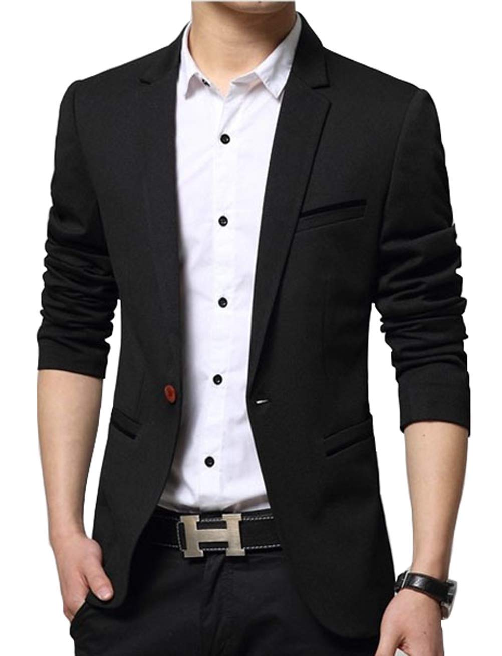 Blazer Casual da Uomo Jacket Giacca Casual Elegante Slim Fit Giacca con Un Bottone Giacca Uomo Blazer Giacche