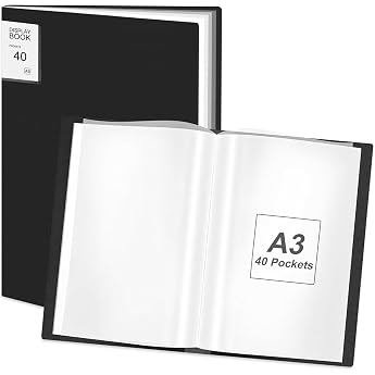 A3 Presentation Folder with 40 Transparent Pockets, Presentation Book, Display Book, Portfolios Envelope for School, Office, 