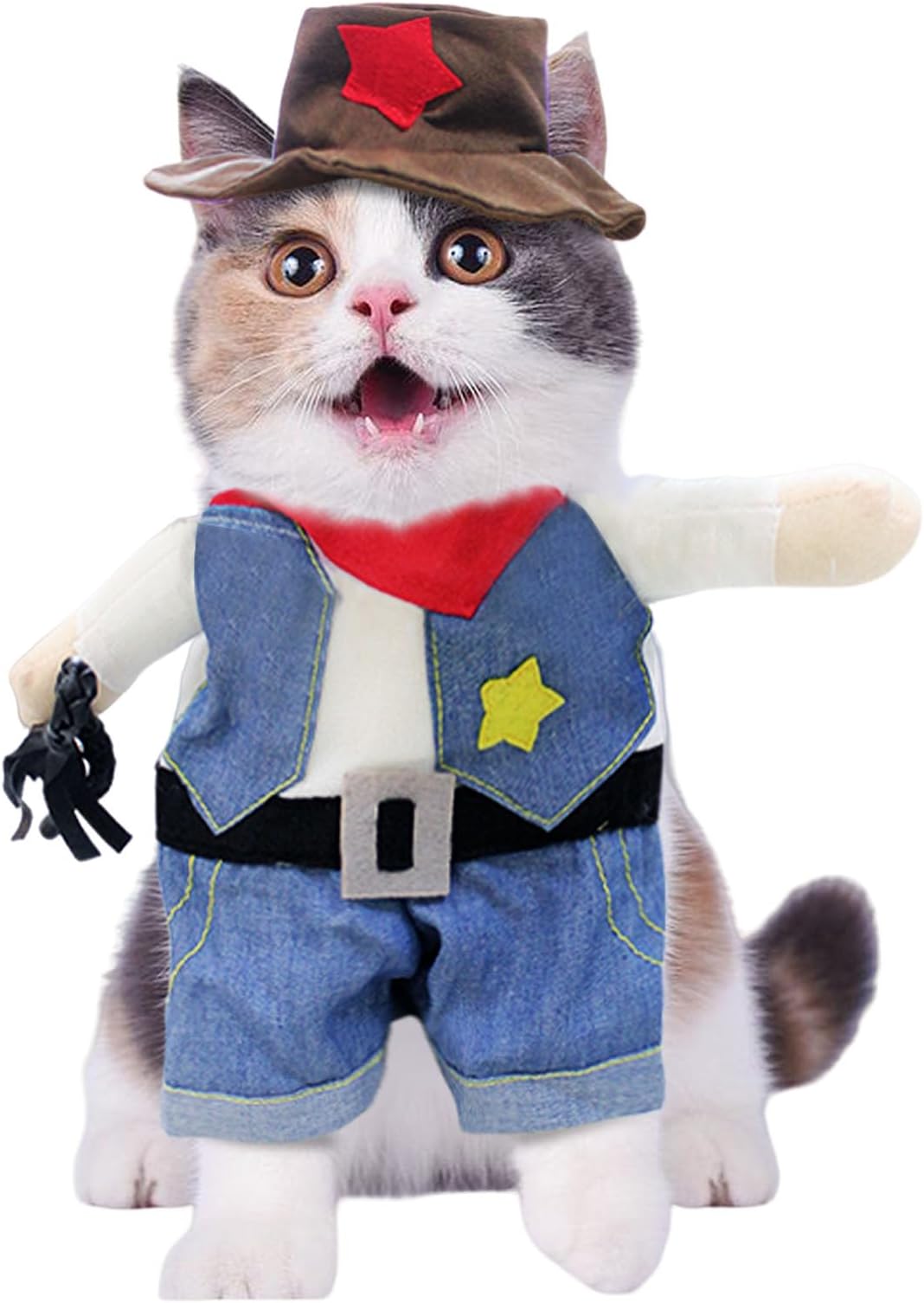Cat Halloween Costume - Cute Puppy Dog Cosplay Funny Cloths Dress Up Cowboy Outfit Pet Costume (Cowboy, L)