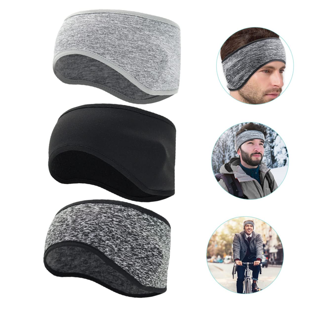 ifundom 3 Set Fascia Per Correre Protezione Per Le Orecchie Scalda Orecchie Invernali Più Caldo Sport Della Fascia Dell'uomo Paraorecchie Da Corsa Poliestere 3 Pezzi * 3