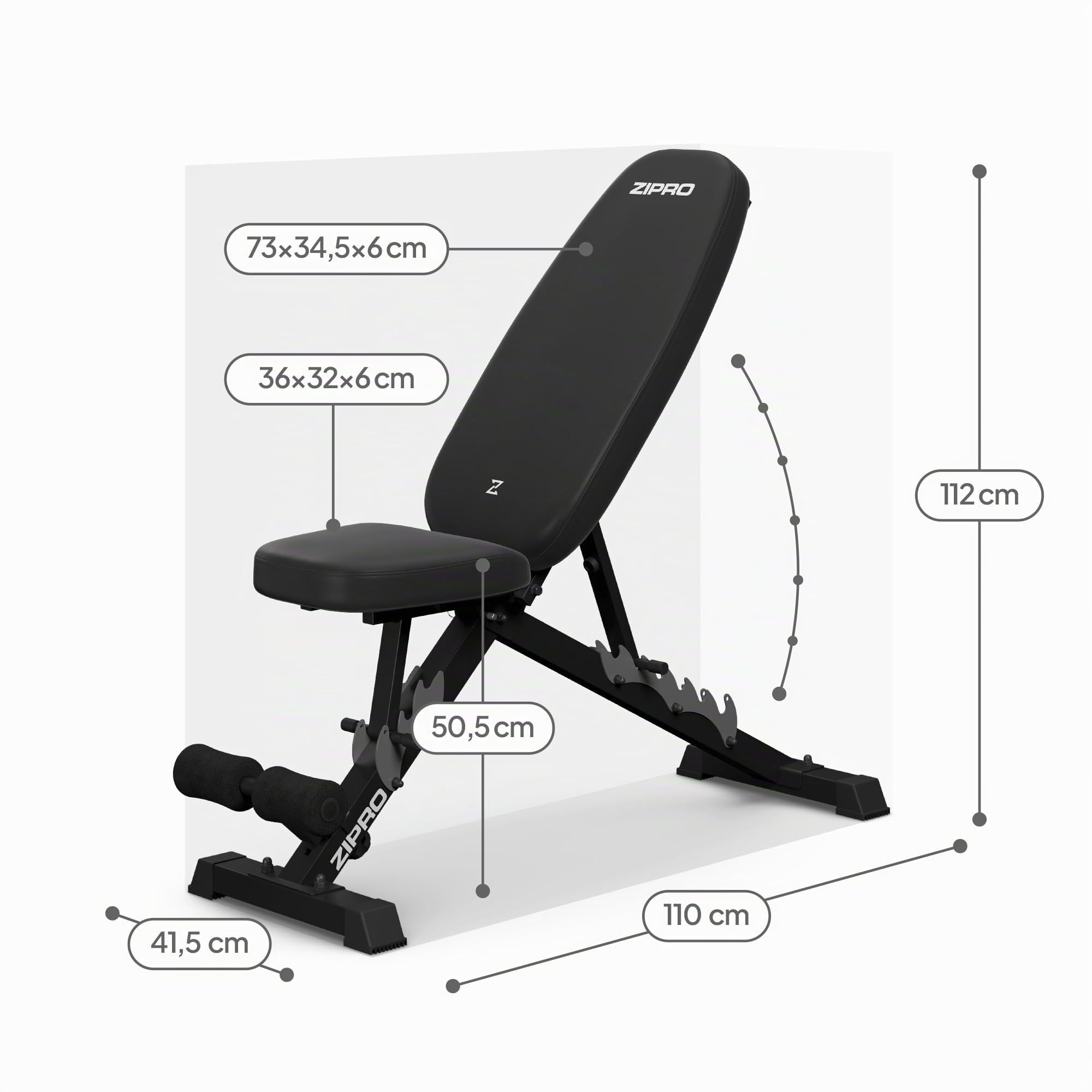 ZIPRO Panca Pieghevole Multifunzionale per Allenamento - Sollevamento Pesi, Fitness, Sit Up - Attrezzi per Casa o Palestra