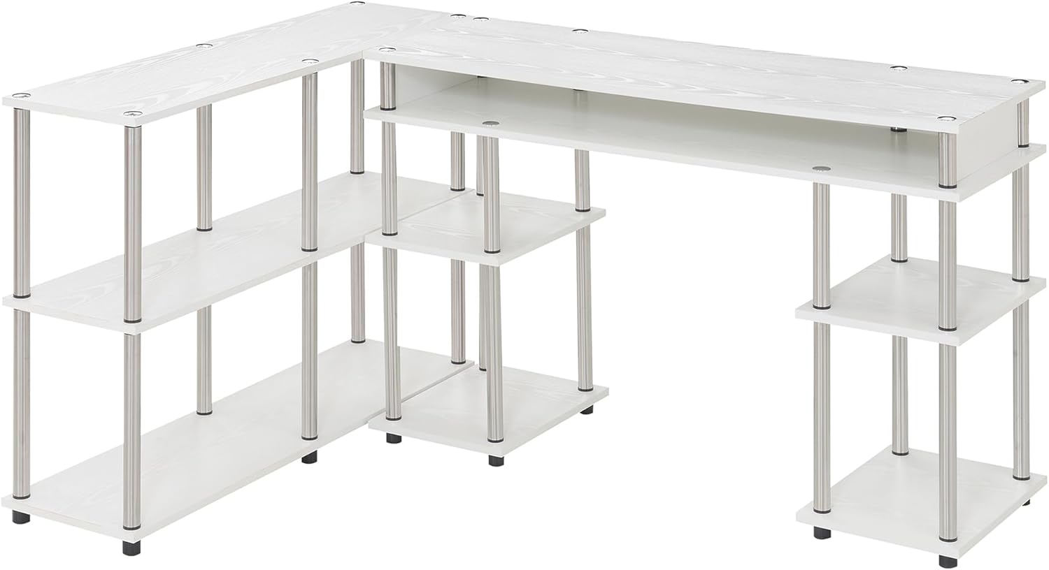 Convenience Concepts Designs2Go No Tools Desk and Console Table Office, Den Set - Contemporary Home Study, Modern Organization, White