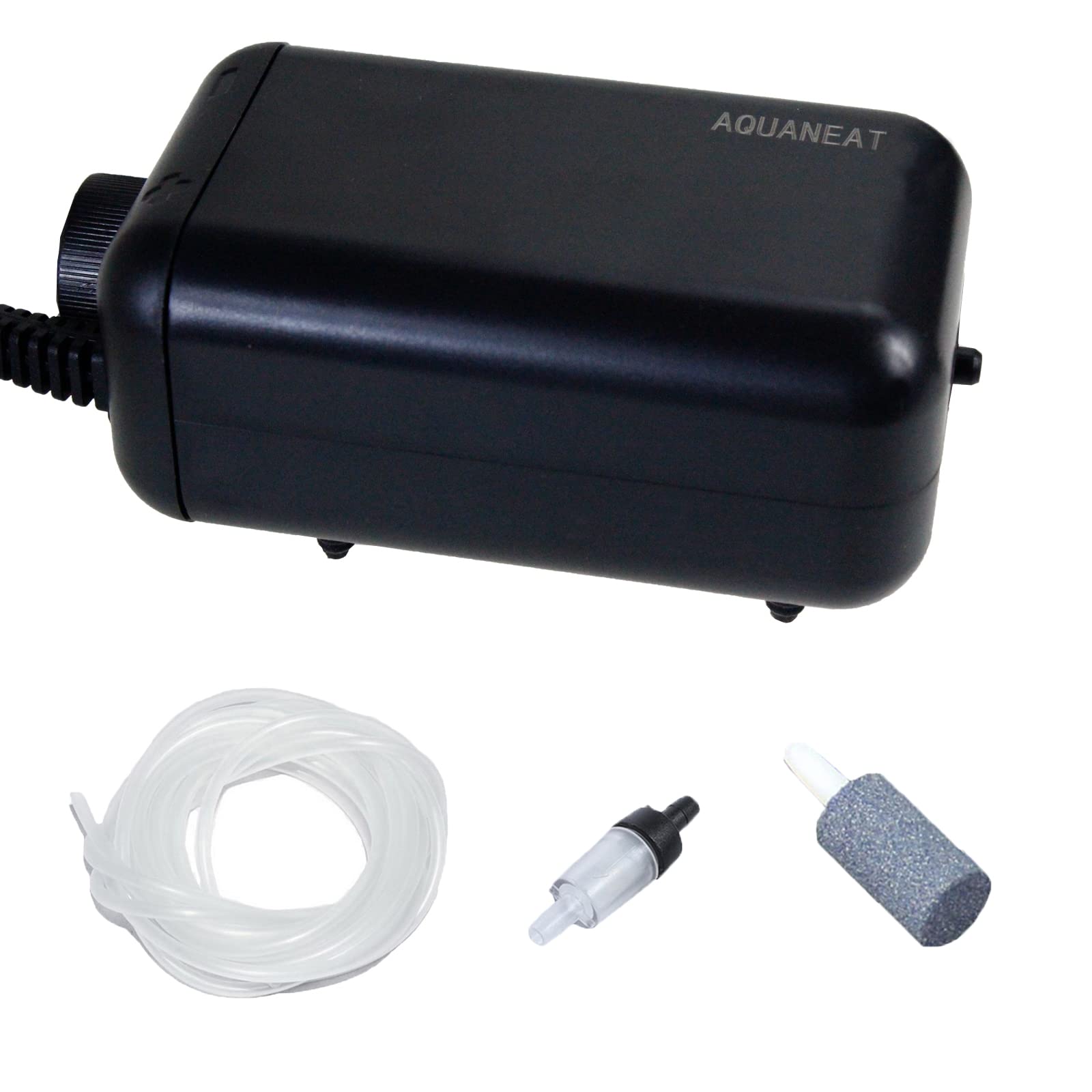 AQUANEAT Aquarium Air Pump, for up to 20 Gallon Fish Tank, Hydroponic Oxygen Aerator, with Airline Tubing, Air Stone Bubbler, Check Valve