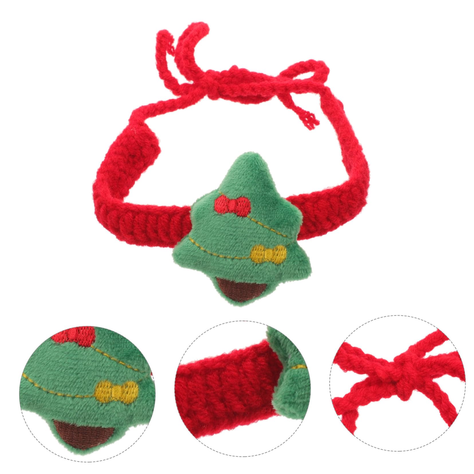ABOOFAN Collier de Noël Tricoté Ajustable pour Chat et Chiot Collier pour Animaux de Compagnie avec Noeud