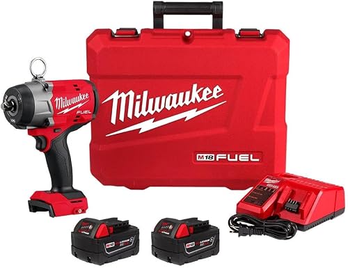 495-2966-22 M18 Fuel High Torque 0.5 in. Impact Wrench with Pin Detent 18V 2000 RPM Battery - Charger with Case