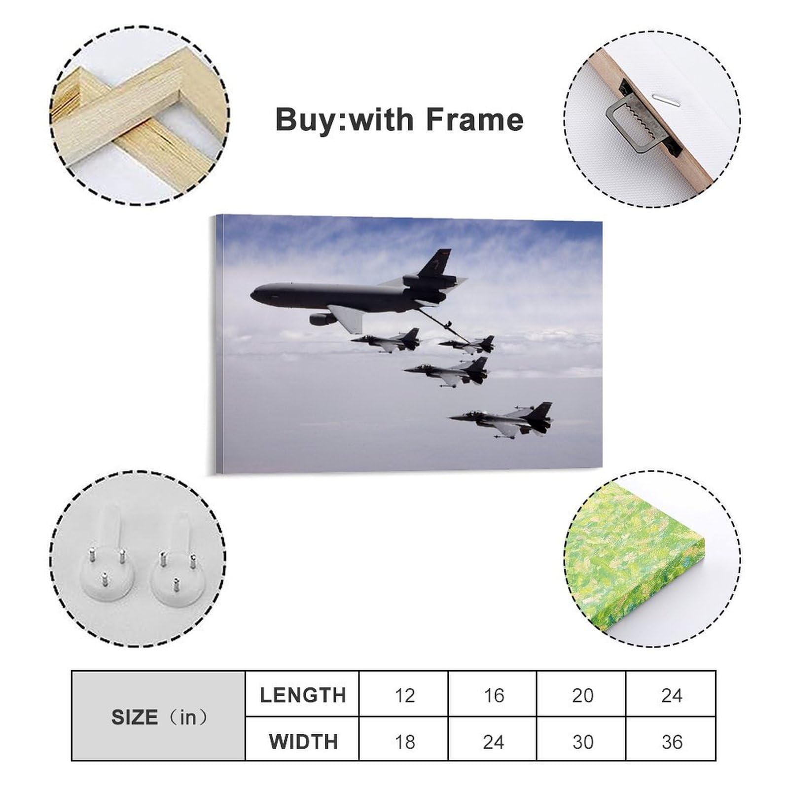 KC-10 - Póster de la Fuerza Aérea de los Estados Unidos, diseño militar de aviones azul marino, para reabastecimiento de combustible aéreo, lienzo decorativo para pared, dormitorio, oficina, sala de