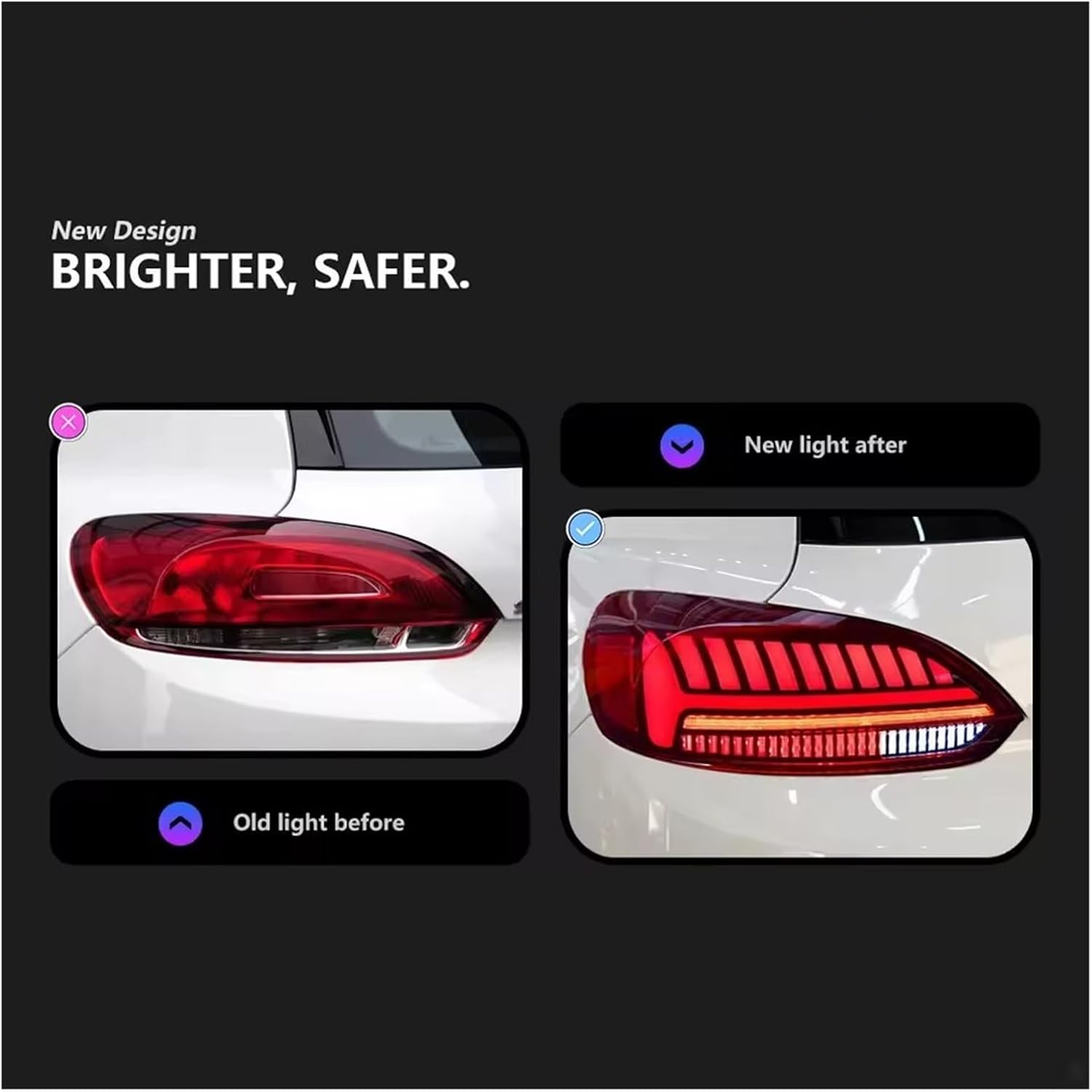 Car Taillight Lamp Compatible for VW Scirocco 2009-2014 Auto Streamer Turn Light(Red one set)