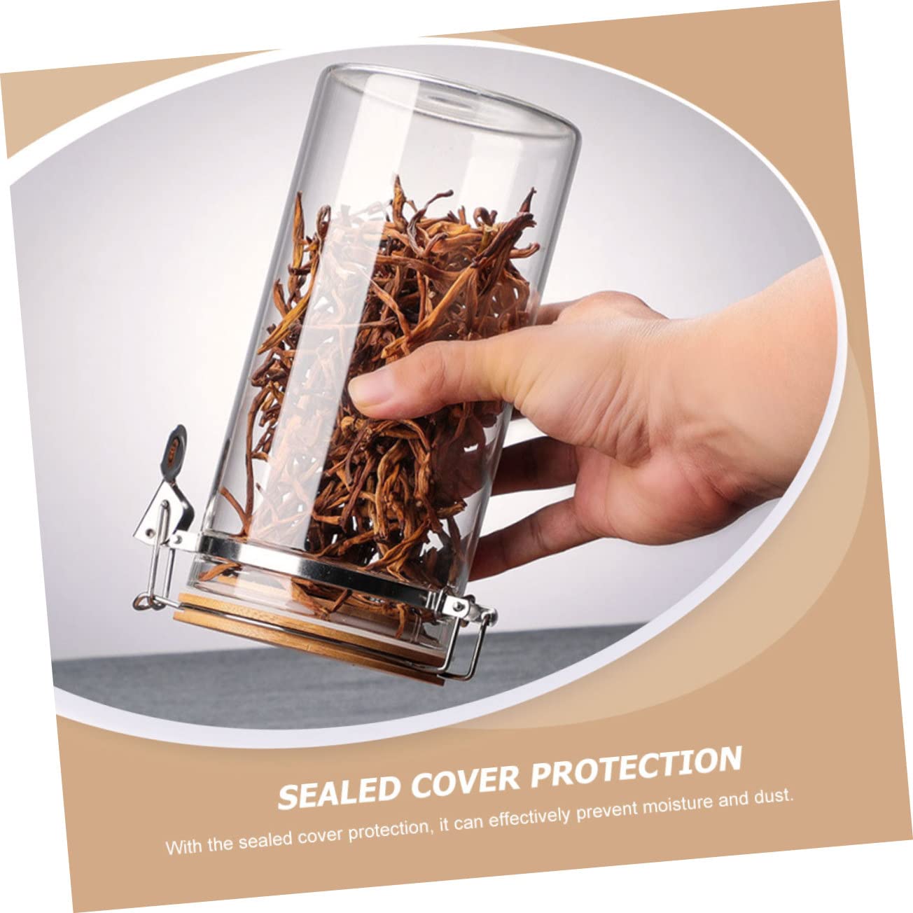 SOLUSTRE Pack Vorratsgläser aus Glas mit Edelstahl Holz Deckel, 1140/1280ml | Körner und Süßigkeiten in Küche, Stabile Ausführung, Versiegelte Abdeckung, mit 2 Stück