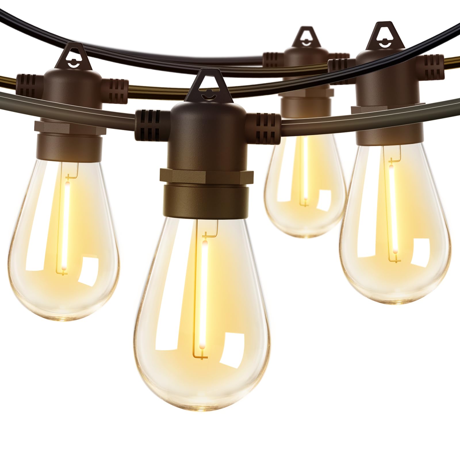 addlon 50FT LED Outdoor String Lights with Edison Shatterproof Bulbs, Weatherproof Strand, Commercial Grade Patio Lights, Decorative for Garden or Patio, Black