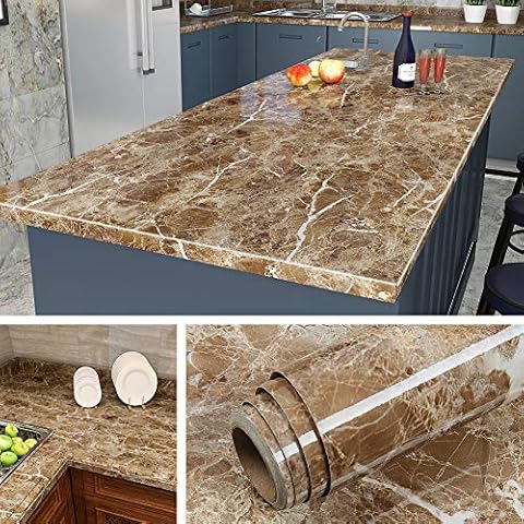 Livelynine 5M X 60 CM Breit Klebefolie Marmor Folie Für Möbel Tisch Küche Arbeitsplatte Fensterbank Küchenarbeitsplatte Schrank Dekofolie Selbstklebende Möbelfolie Marmor Tapeten Küche Marmoroptik Cover