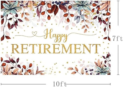 Miniatura 8 de Telón de fondo de feliz jubilación de 7 x 5 pies para hombres y mujeres, acuarela, hojas de eucalipto, purpurina dorada, tema de otoño, fotografía