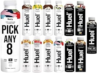 PICK ANY 8 Ready To Drink Nutritionally Complete Meal from 8+ Flavours Inc.Chocolate, Banana, Vanilla, Berry, Salted Caramel, Iced Coffee Caramel, Strawberries & Cream, BLACK EDITION (Each 500ml)