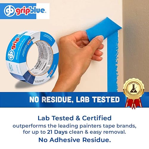 Miniatura 3 de Blue Painters - Cinta adhesiva de 2 pulgadas de ancho, a granel, 24 rollos de cinta adhesiva, "grado profesional", produce líneas exactas en paredes