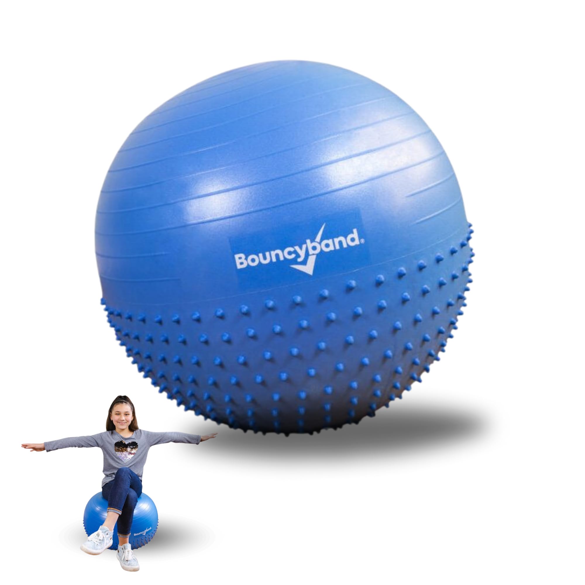 Playlearn BouncyBand Dual Sensory Exercise Ball for Kids with Half Pimpled Surface 55cm for Sitting, Bouncing, Rocking Gym Ball