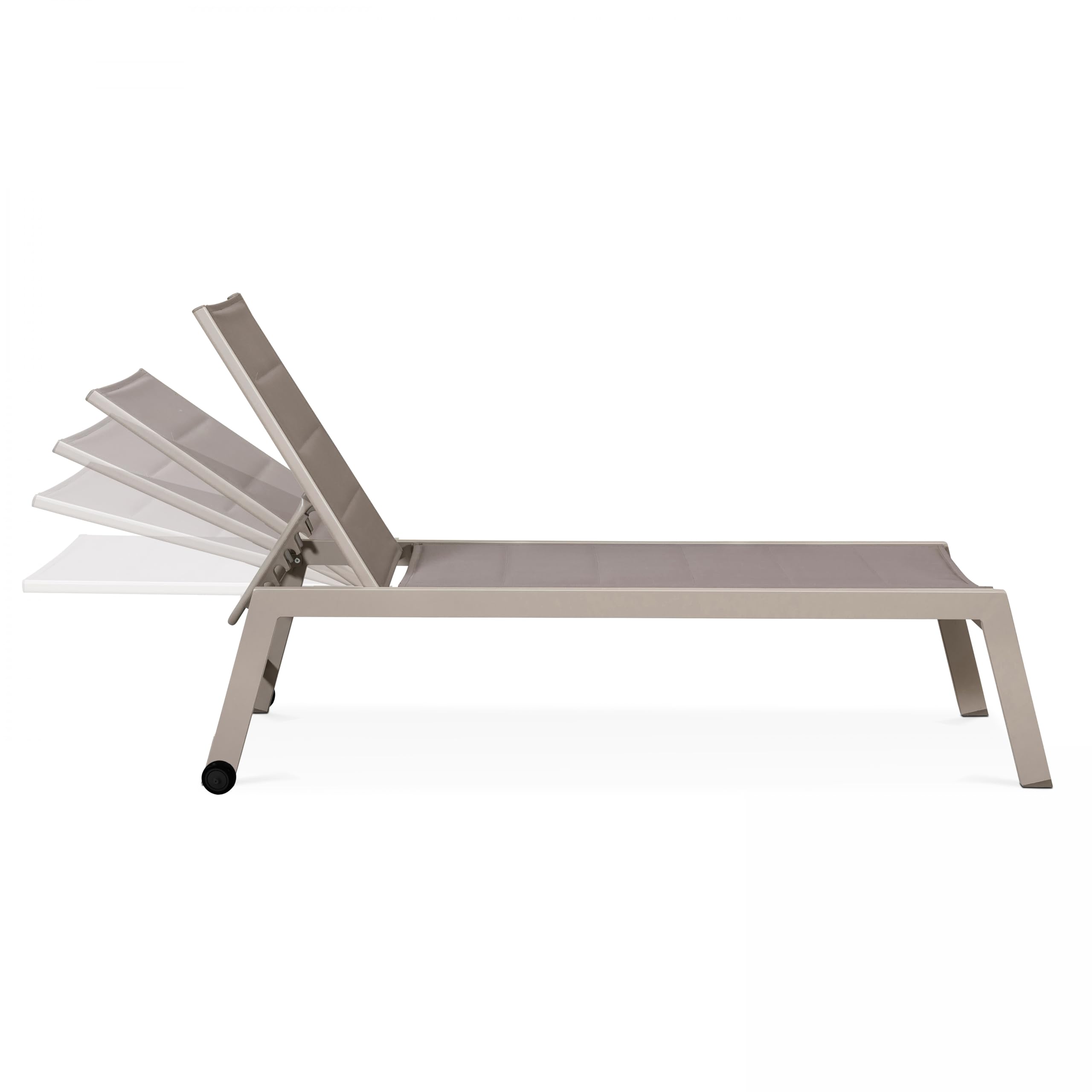 Oviala Lot de 2 Bains de Soleil en Aluminium et textilène Taupe