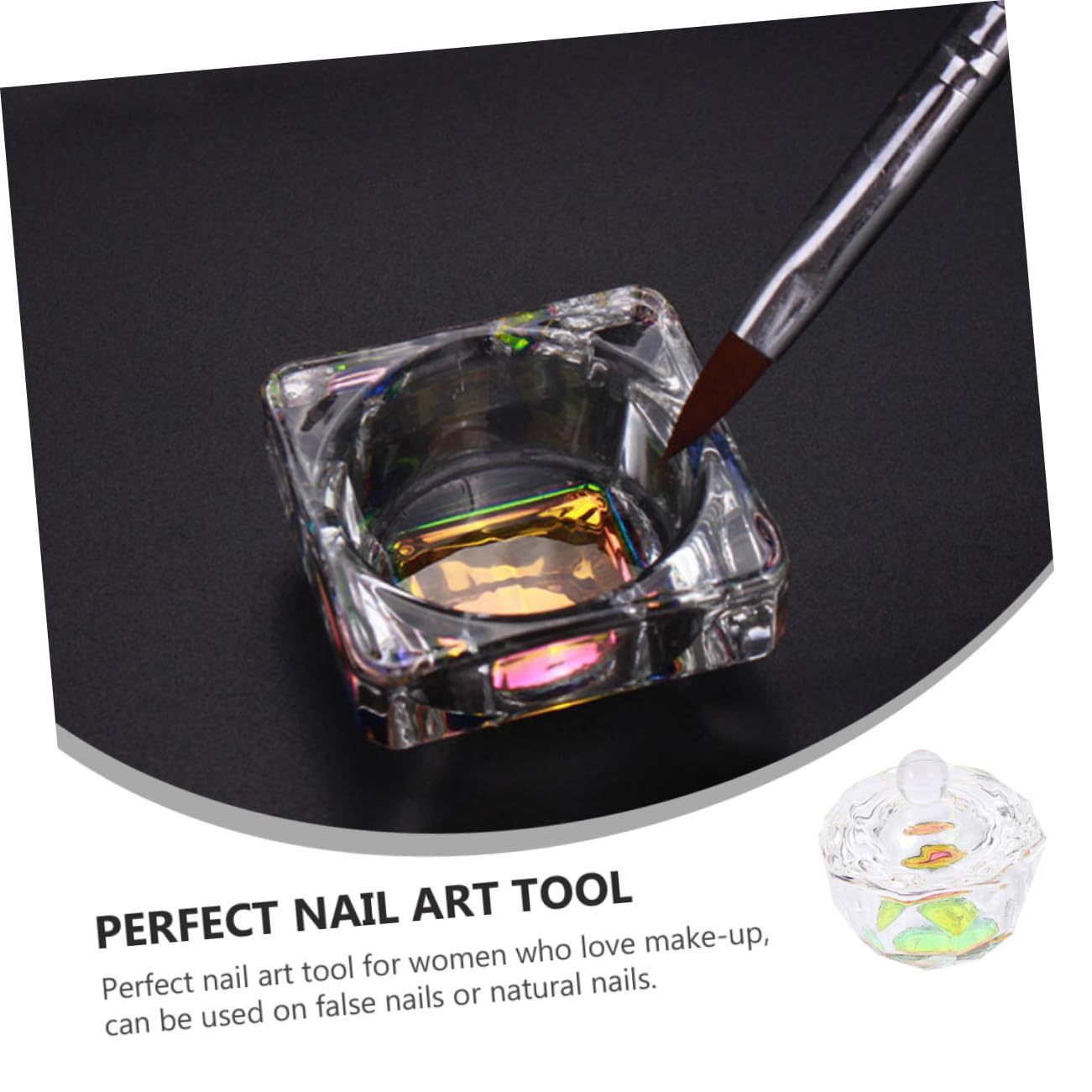 2pcs Nail Crystal Container with Lid Diy Nail Art Liquid Cup for Mixing Powder Unique Glass Crystal Bowls for Manicure Tool for Enthusiasts image 3