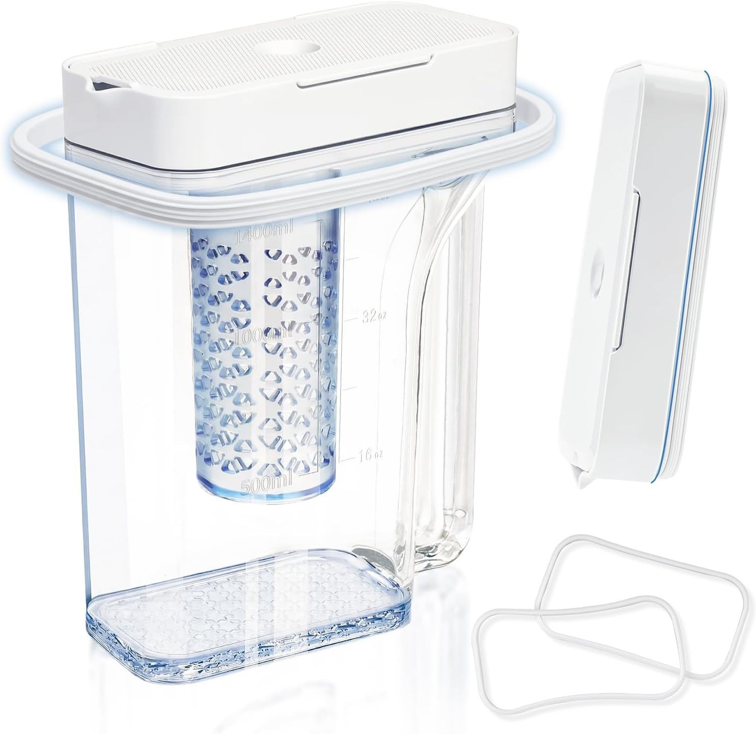 Upgraded DA97-17395A Water Pitcher Reservoir Replacement Samsung Refrigerator Door Water Pitcher, for RF23M8570SR RF23M8090SR RF23M8070SR, Leak-Resistant Autofill Jug Container with 2 Sealing Rings