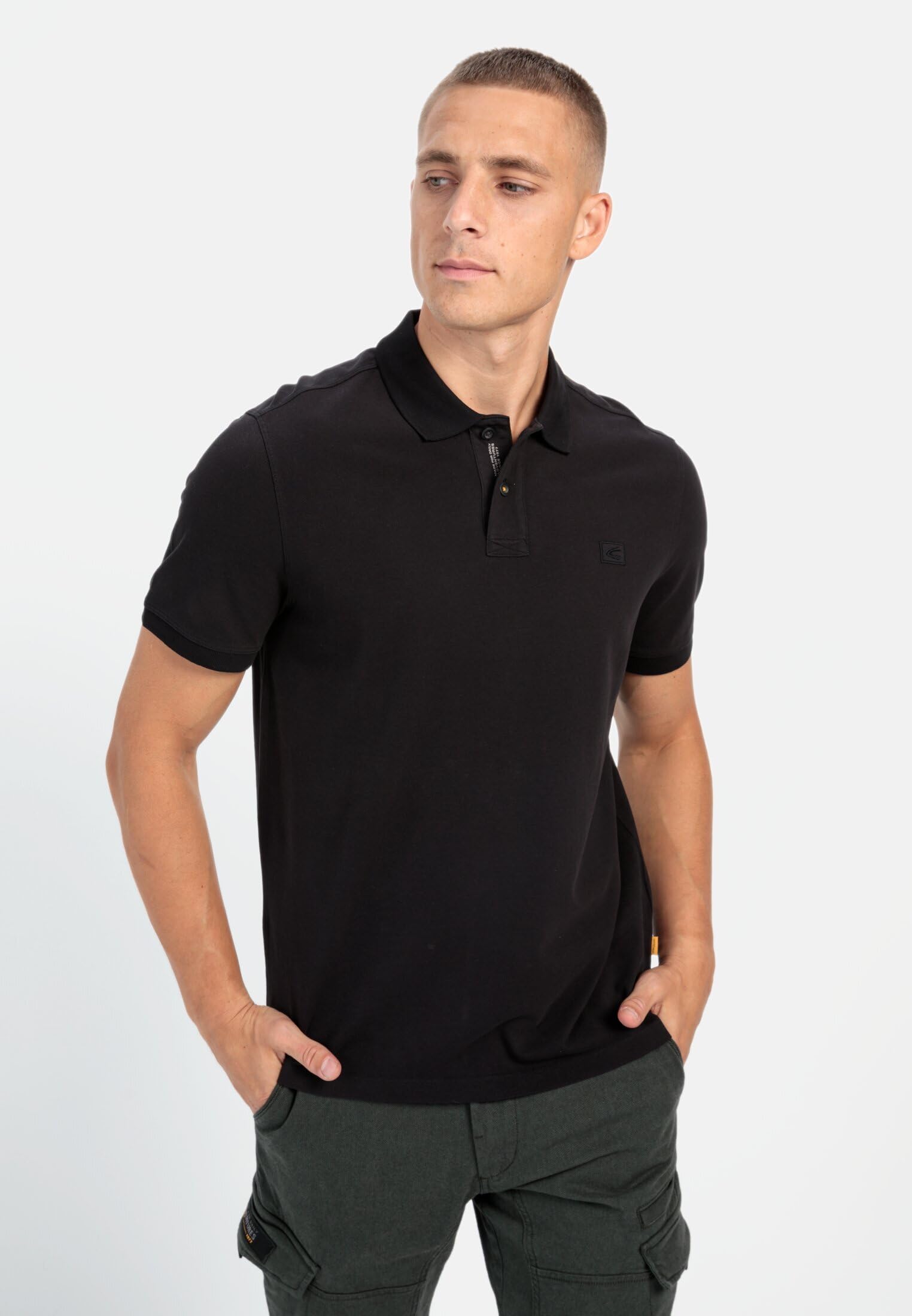 camel active Męska koszulka polo z krótkim rękawem, krój regular fit, z czystej bawełny, czarny, XL