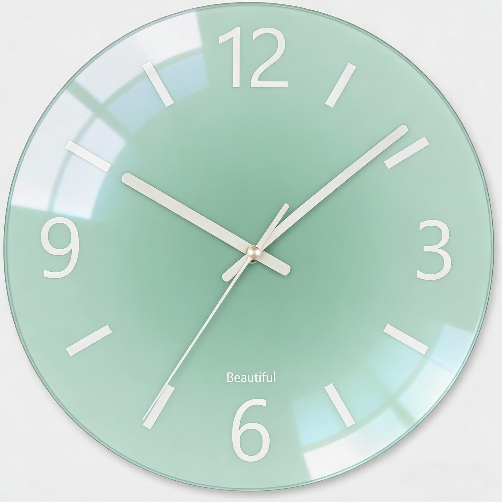 Grande horloge murale moderne pour extérieur, 35,6 cm, ronde à piles, horloge décorative de style simple pour bureau, cuisine, chambre, salon, vert