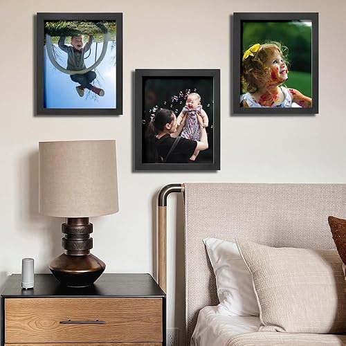 Miniatura 7 de Kilarero Juego de 6 portarretratos de 8 x 10 pulgadas, madera de roble maciza cubierta por plexiglás de 5 x 7 pulgadas con paspartú o de 8 x 10