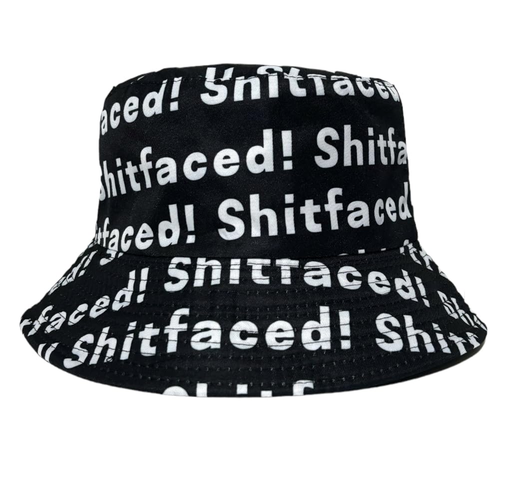 Arg Unisex Shitfaced! Black Shitfaced Bucket Hat Summer Travel Sun Fisherman Hats Reversible Bucket Hats For Festivals Outdoor Hat(Shitfaced! Black)