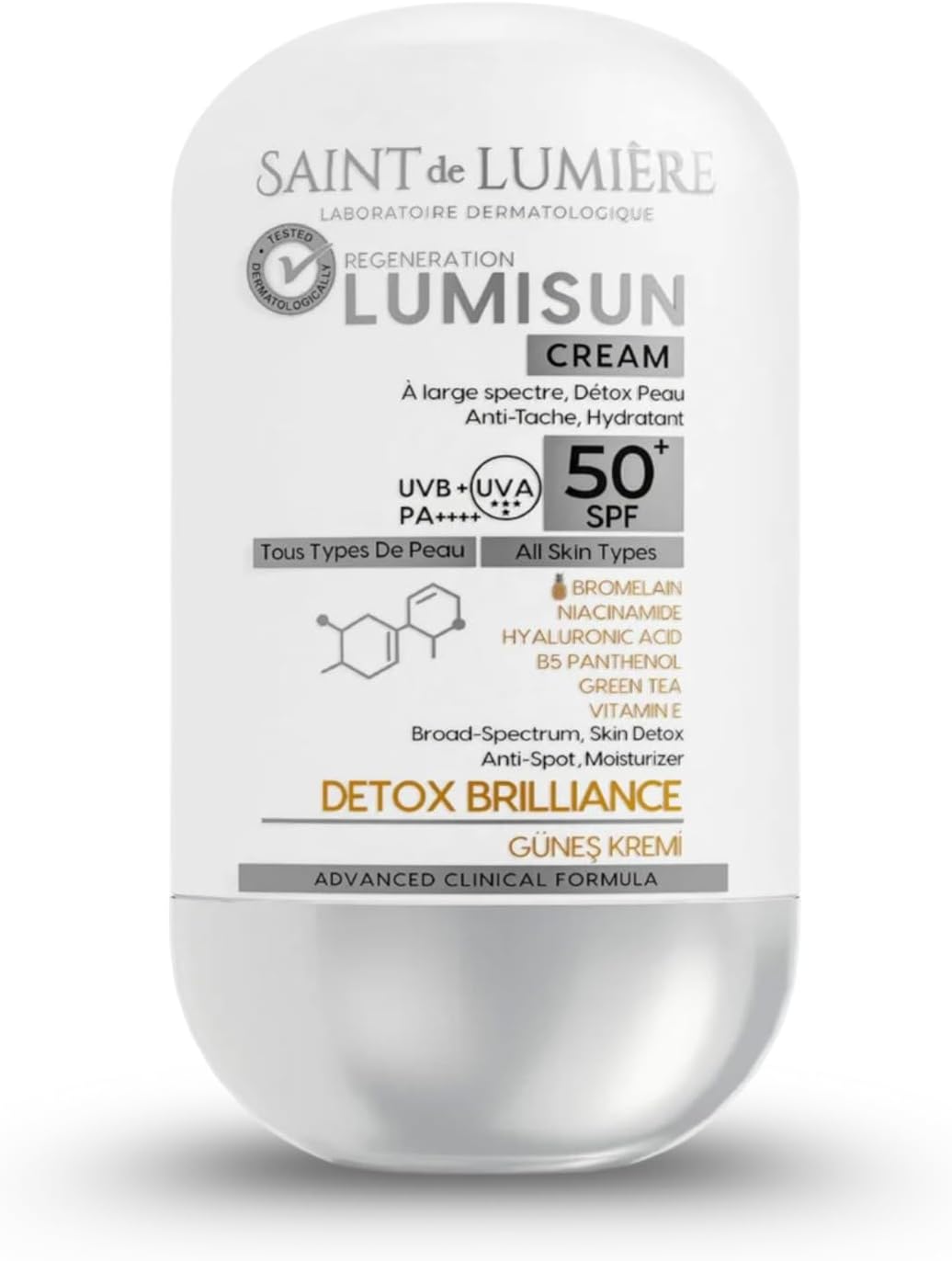 LUMISUN Detox Brilliance SPF 50+, 50 ml Güneş Kremi - Bromelain, Niacinamide, E vitamin, Hyaluronik