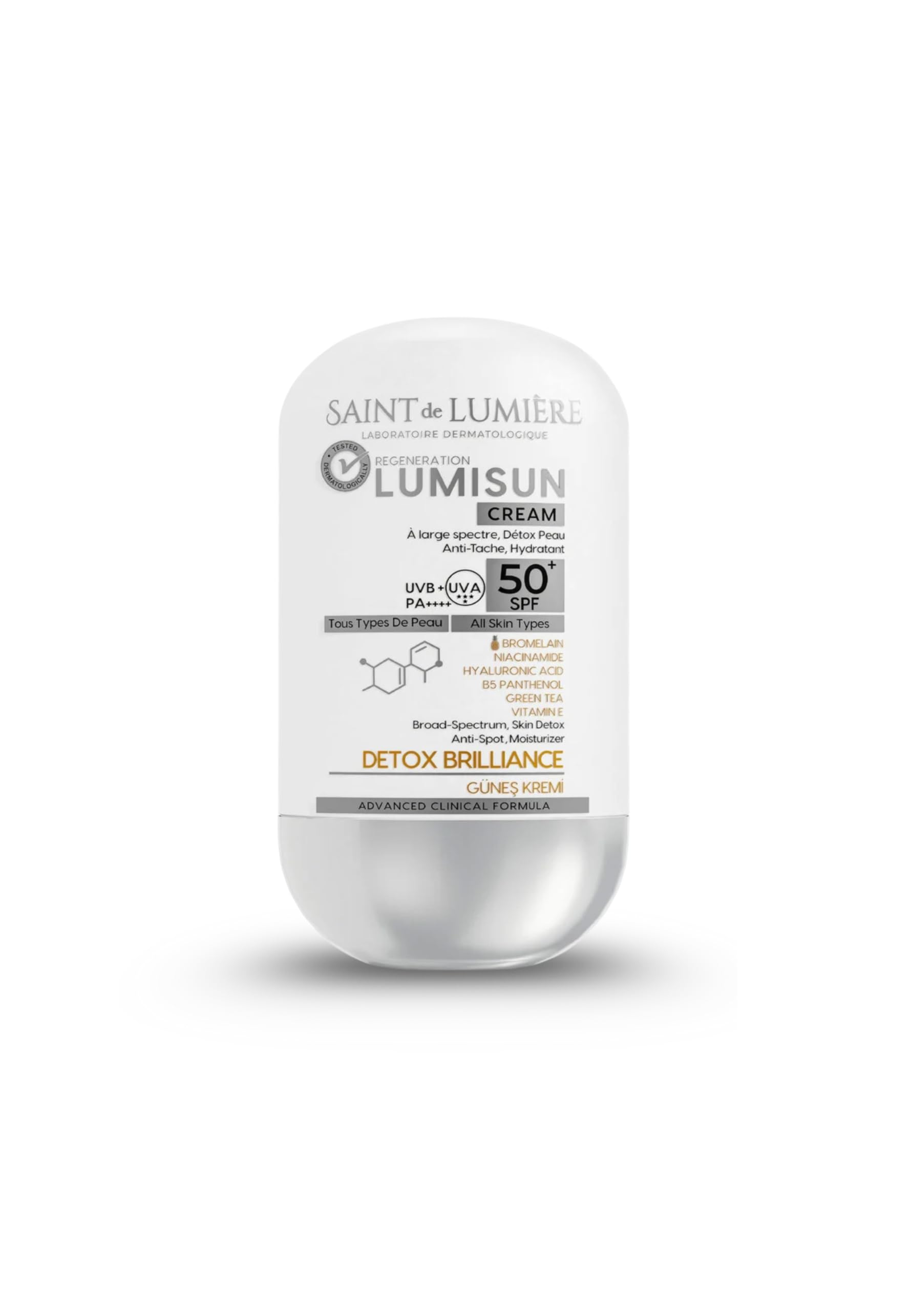 LUMISUN Detox Brilliance SPF 50+, 50 ml Güneş Kremi - Bromelain, Niacinamide, E vitamin, Hyaluronik