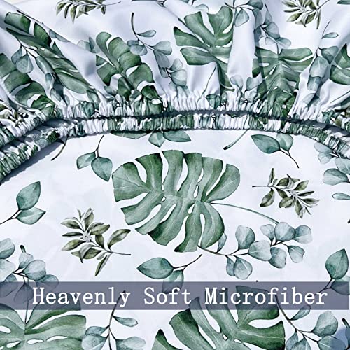 Amrose 4 Pack Soft Leaf Crib Sheets For Baby Boys Girls, 28'' X 52'' Fitted Crib Sheets For Crib And Toddler Mattress Pad, Silk Touch Gentle Breathable Microfiber, Green Leaf #TOP3