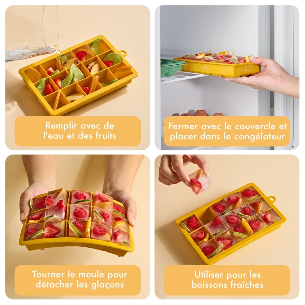 24 Grilles Moules À Glaçons En Silicone Avec Couvercle Moule À Chocolat 24 Grilles Moules À Glaçons En Silicone Avec Couvercle Moule À Chocolat