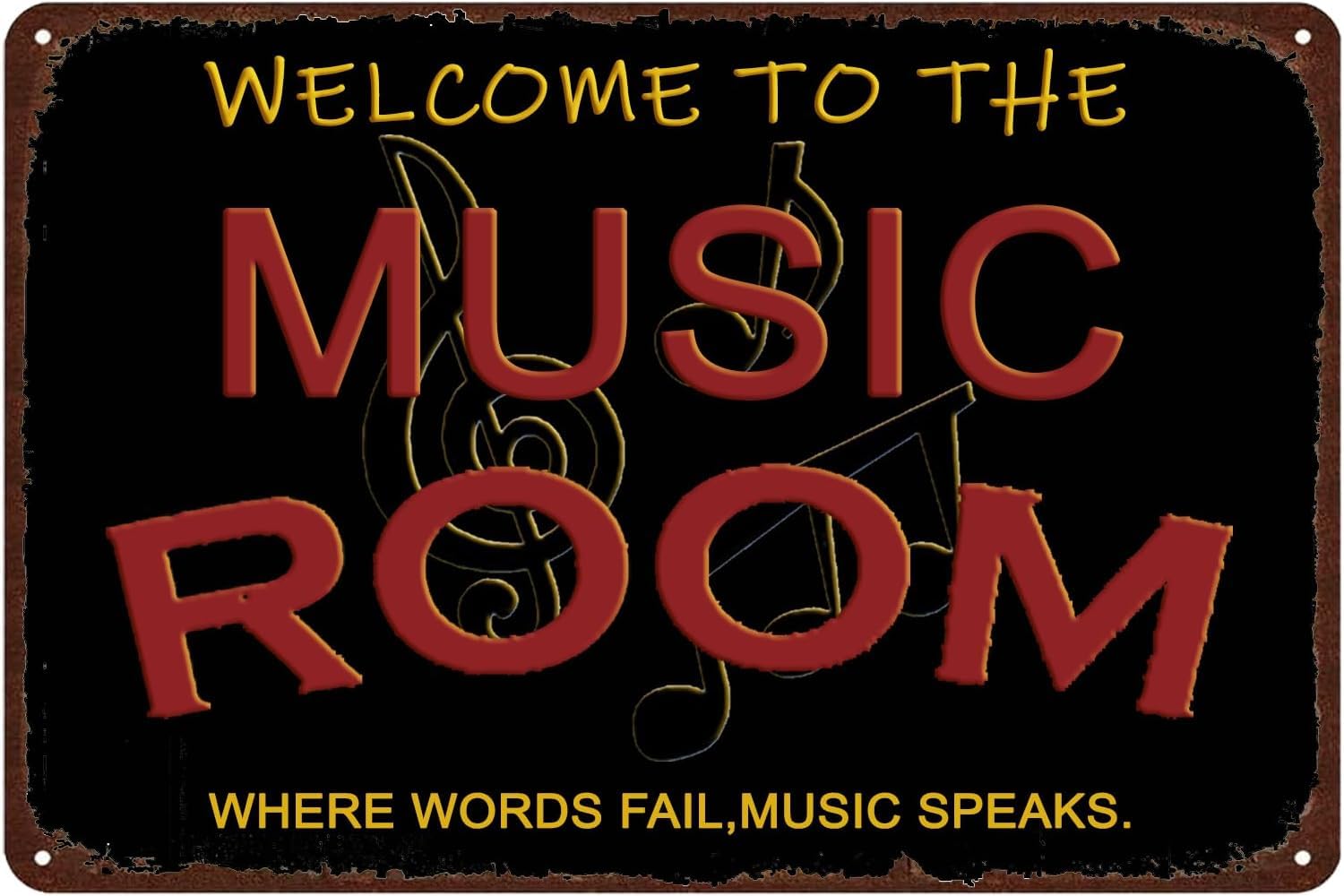 Anceky Welcome To Music Room Sign Tin Sign Vintage Metal Signs, Motivational Poster For Home Bar Cafe Wall Art Room Door Accessories Poster s 8x12 Inch
