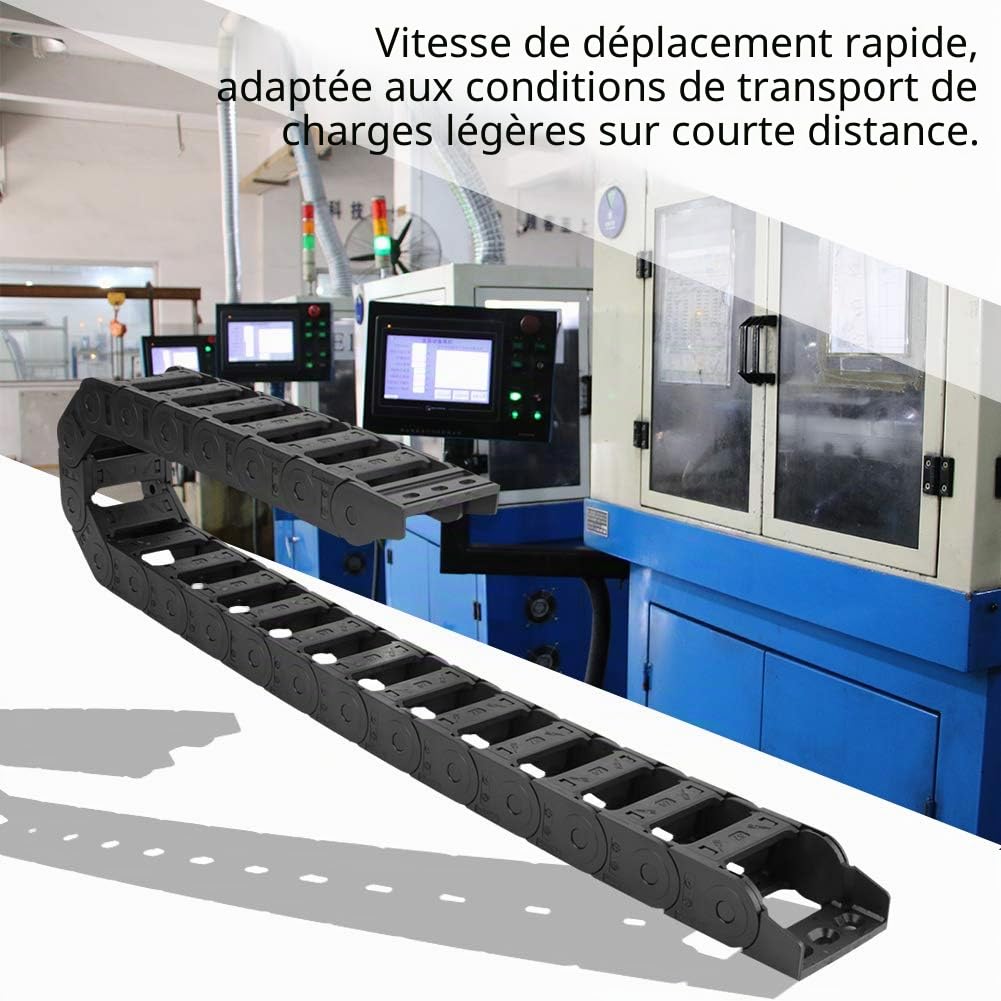 Chaîne porte Câbles 100cm 25 x 57mm Câble Chaîne de Traînage Longue Nylon Noir Ouvrir Chaine de Transmission pour Imprimante 3 Dimensions Machines-outils CNC