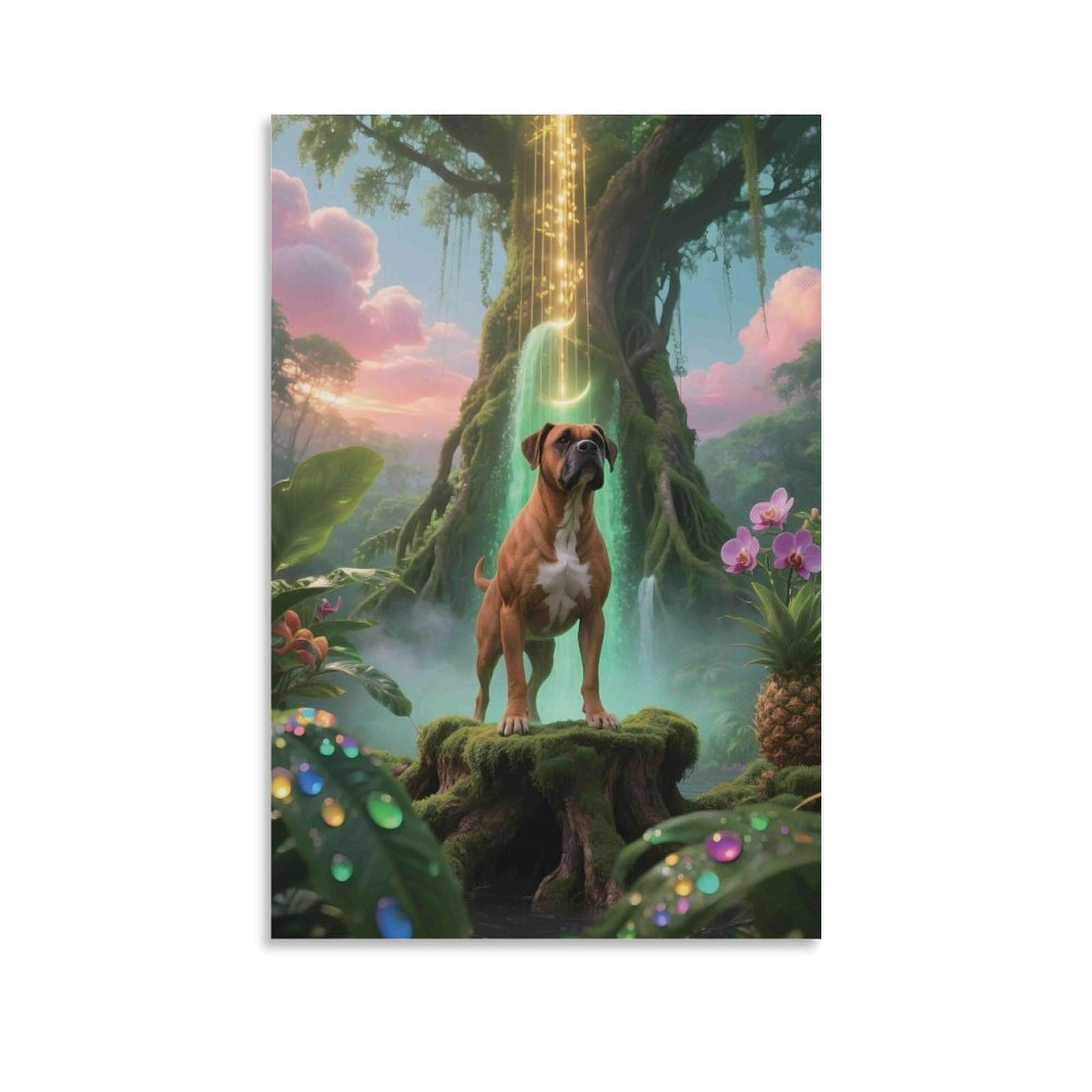 DHBANEIOK Fantasy Jungle Dog Wall Decor Poster Canvas Prints Picture Modern Canvas Wall Art Picture Wall Hanging for Bathroom Wall Decor 20x30inch(50x75cm)