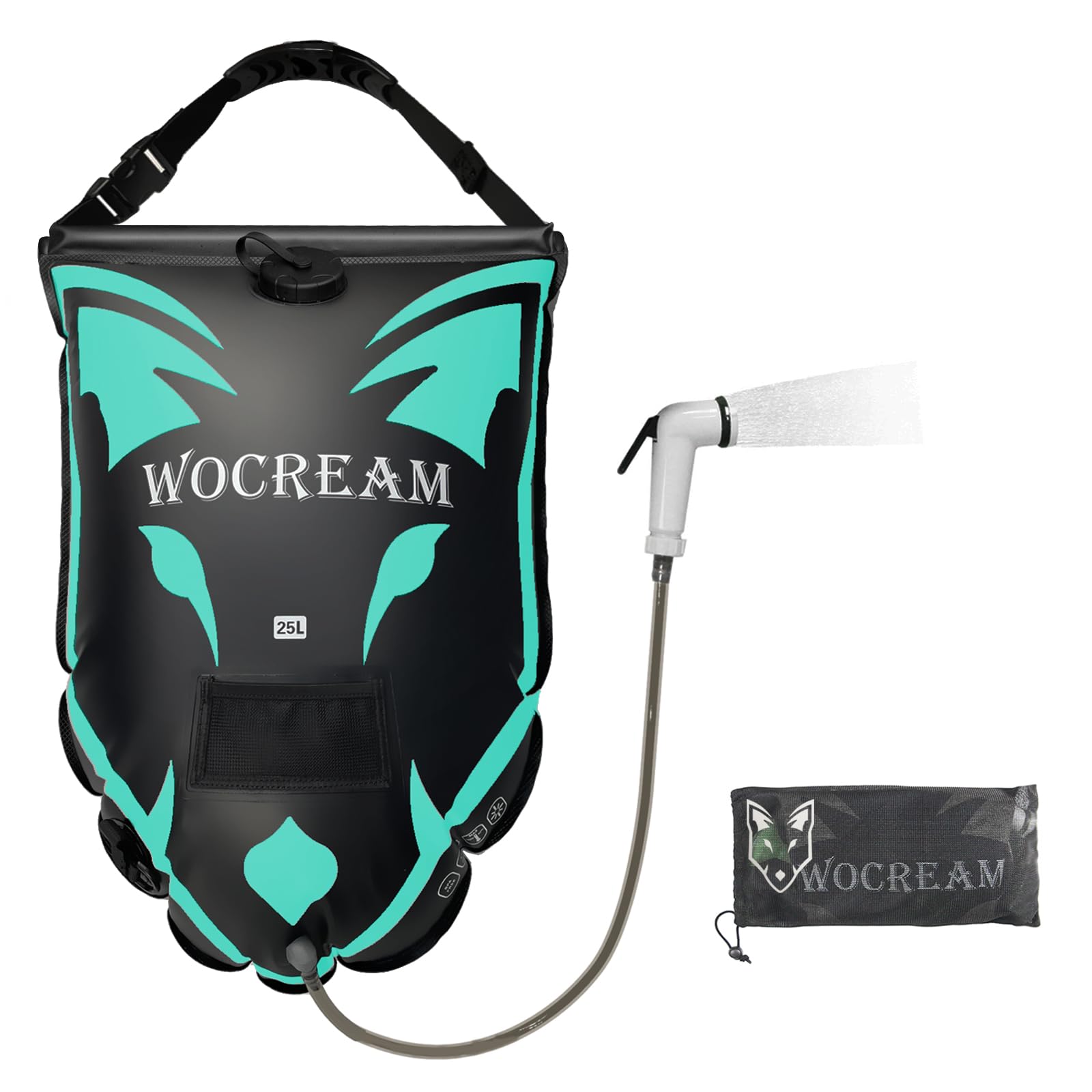Campeggio Doccia Esterna, 6,6 galloni/25 l, Borsa da doccia in TPU, grande flusso d'acqua, doccetta, doccia solare, doccia portatile per campeggio, spiaggia, zaino