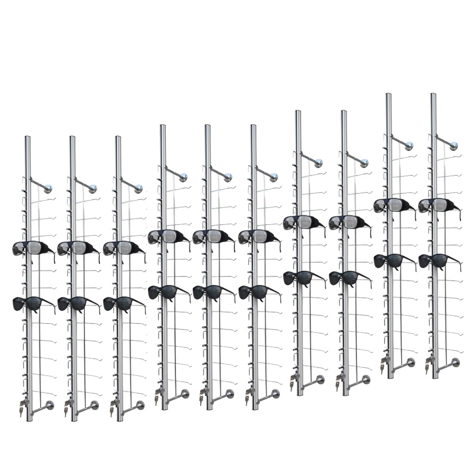 CAFIEDR Eyeglass Display Stand, Lockable Aluminium Frame Rack, Decorative Rod For Sunglasses And Eyeglasses Organization, 10Pcs Set.16pcs