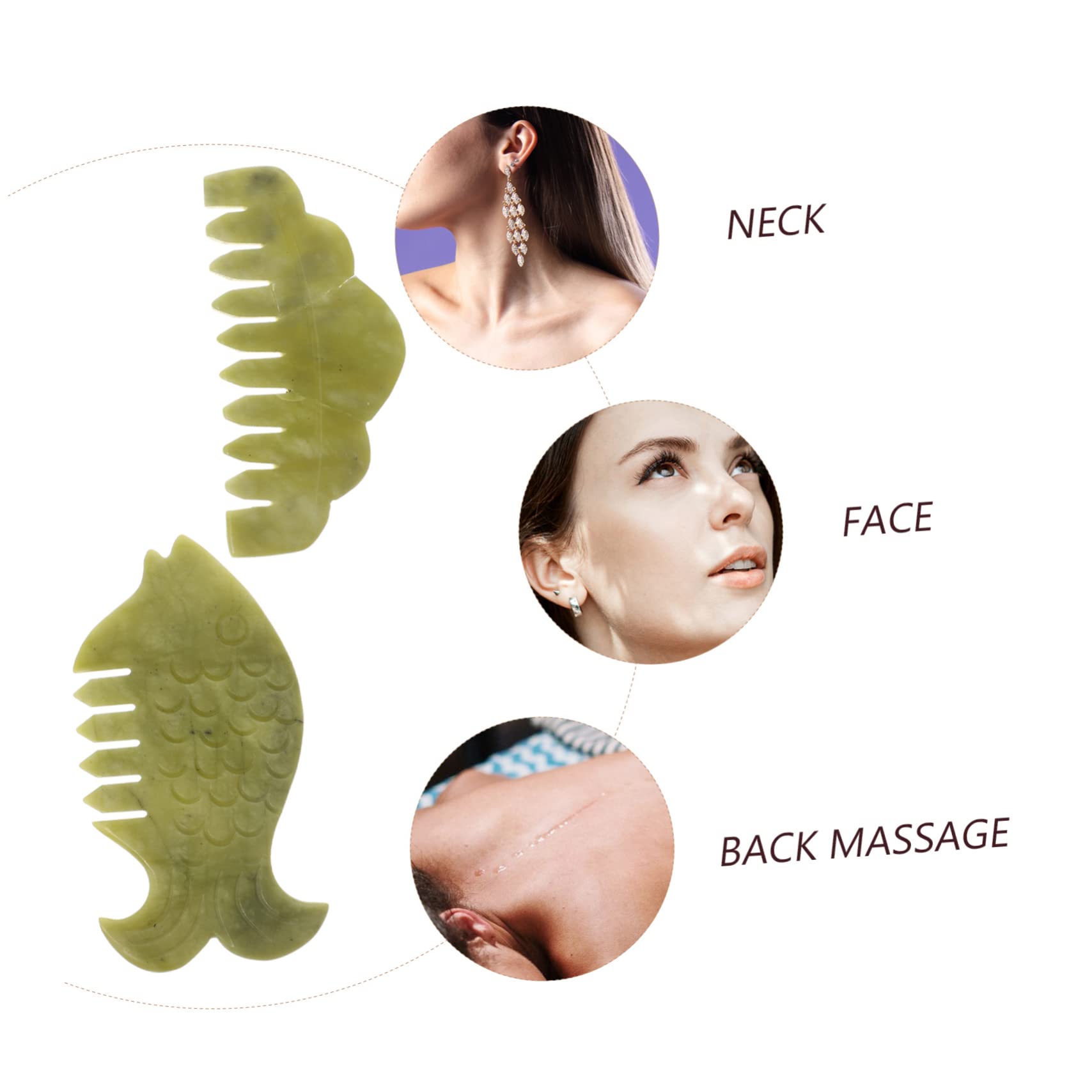 FRCOLOR 6stücke Jade Massagekämme Natürliche Gua Sha Combs Für Kopfhaut Und Ganzkörpermassage Fördert Die Durchblutung Und Entspannt Muskeln Leicht Und Tragbar