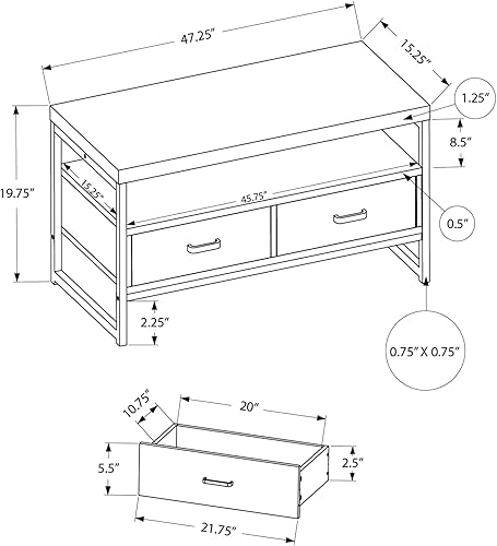 Miniatura 3 de Monarch Specialties I 2872 - Soporte para TV, 48 pulgadas, consola, centro de entretenimiento multimedia, cajones de almacenamiento, sala de estar,