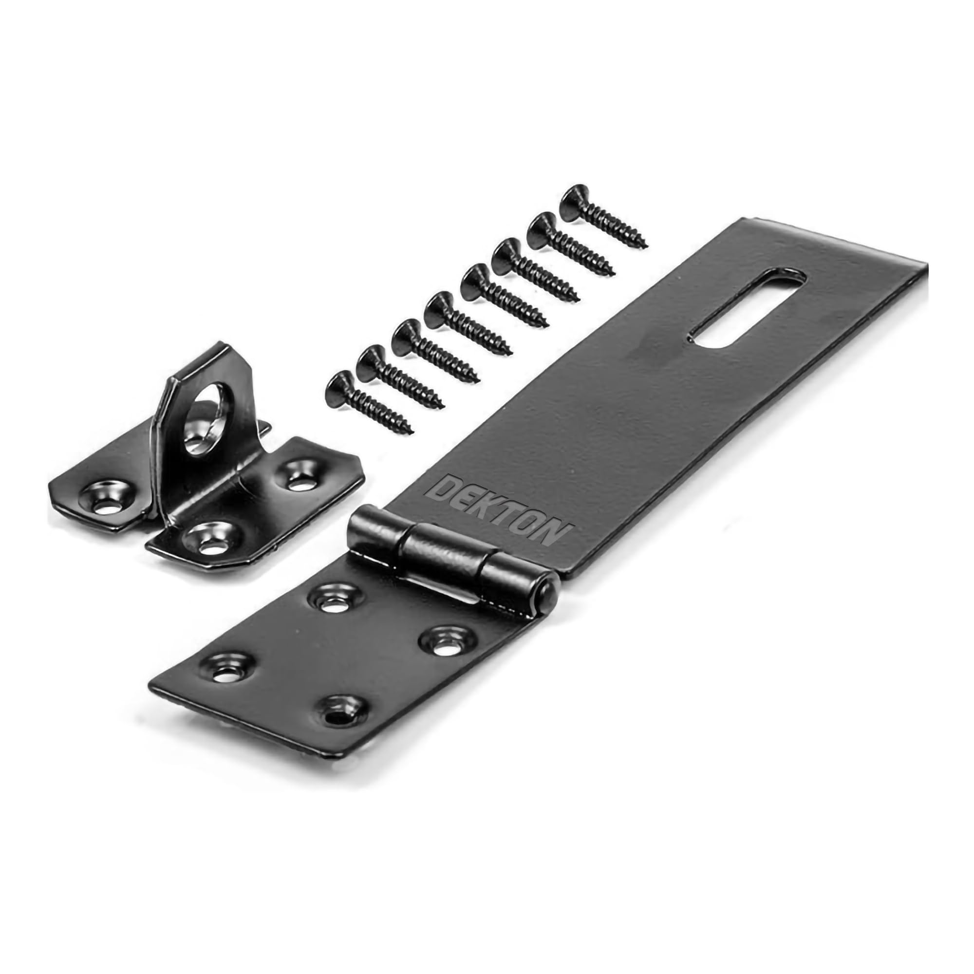 Dekton Heavy Duty Hasp & Staple Lock 1.5" x 4.5"- Secure Padlock Hasp, Black - Image 2