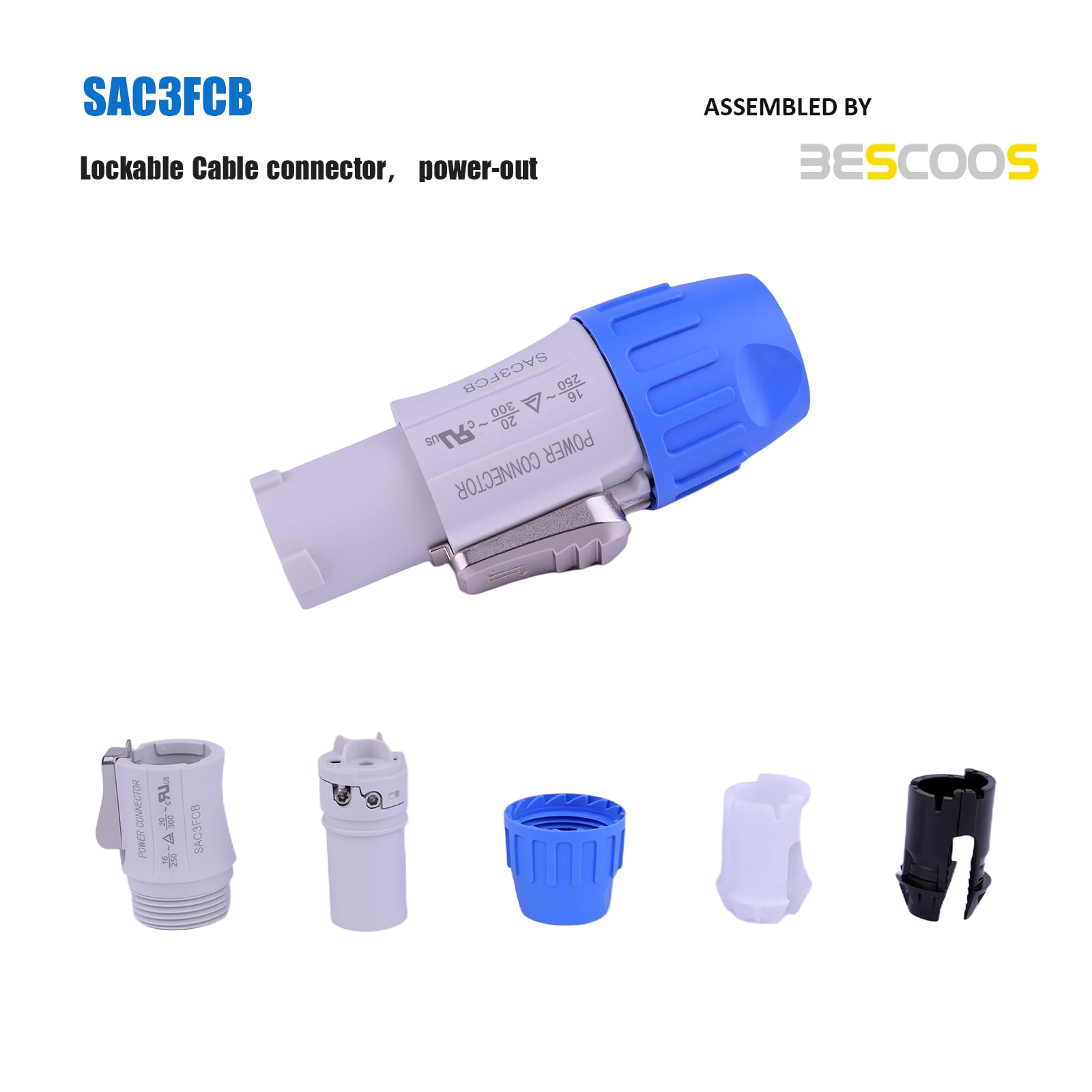 Toronce - Cable PowerCon hecho a mano CA 14 AWG Cable de alimentación para haz de pantalla LED, cabezal móvil, extensión de luz Speakon (6 pies)