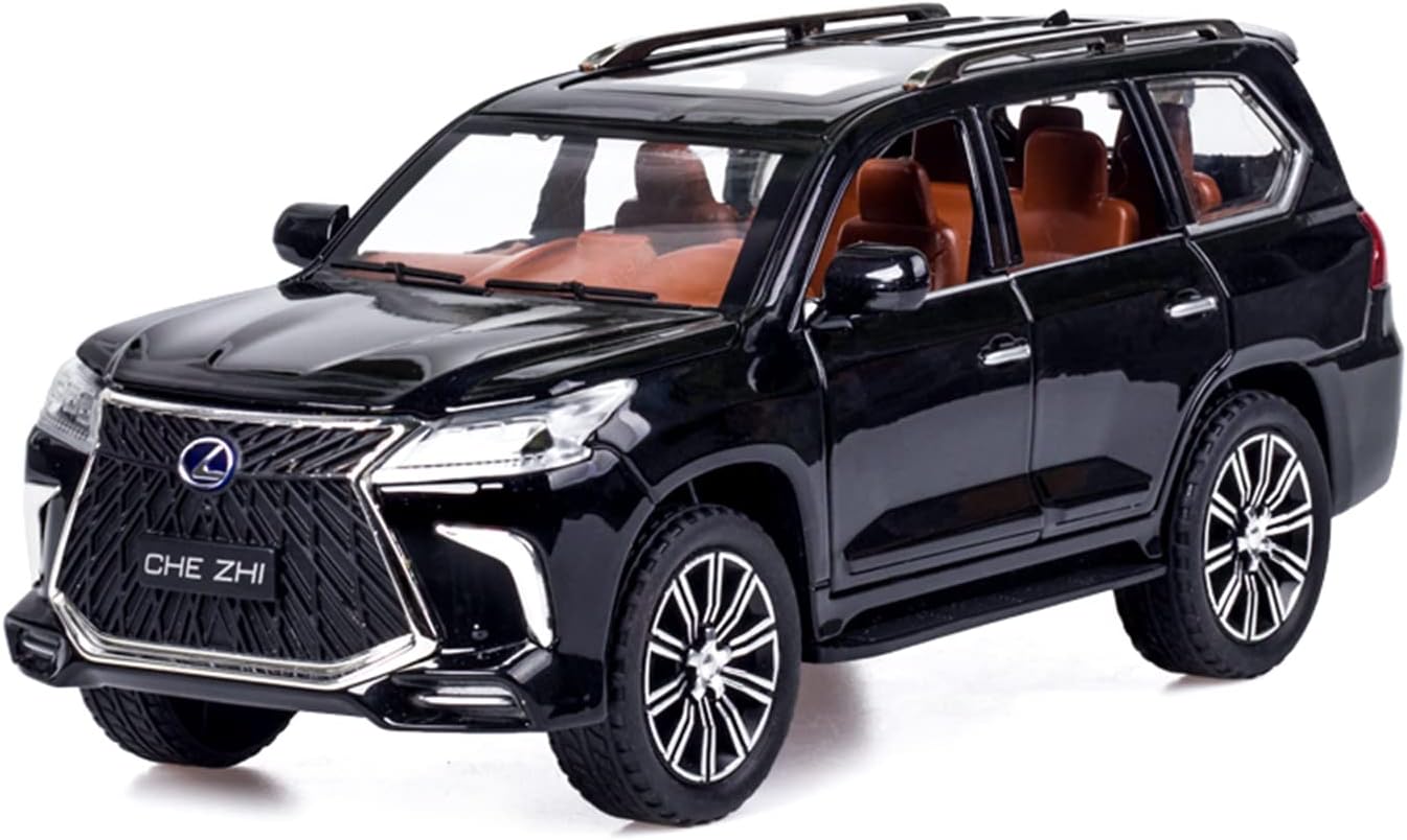 Diecast car Model 1/24 Scale - Zinc Alloy Pull Back Toy car with Sound and Light, Collectible Toys Vehicle for Adults and Boys Girls (Black)