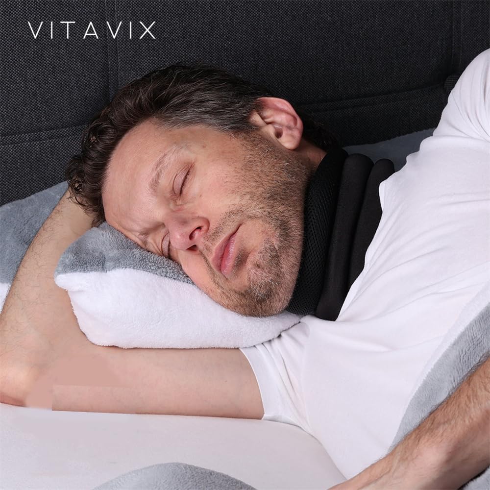 MEIION Vitavix NeckSupport Plus de ronflements, Soutien Cervical Anti-Ronflement minerve cervicale femme homme tour de cou voyage-Idéal pour les en avion et en train, le sommeil et le travail
