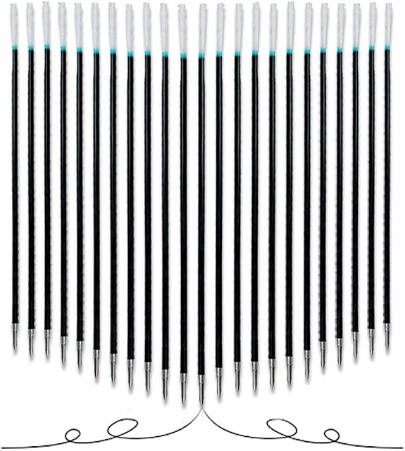 (Pack of 20) Replaceable Ink Ballpoint Pen Refills Black + Blue 0.7mm Medium Ball-Point Refill for Smooth Writing Retractable Ballpoint Pen School Writing Stationery Office Supplies (Black + Blue Ink)