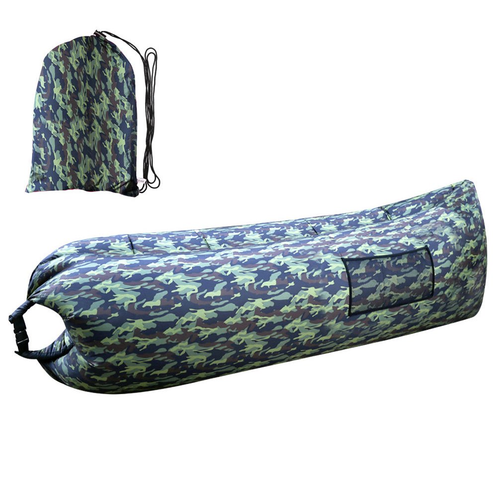Inflatable Lounger Air Lounger. Inflates in Seconds. Hangout as Lounge Chair, Camping sleeping,Bean Bag, Air Hammock, Sofa, Couch, (Camouflage green)