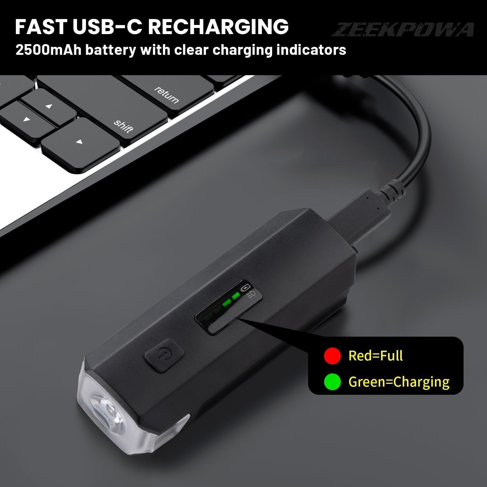 Kit d'éclairage de vélo Batterie USB et durée d'éclairage de 8,5 h I Kit d'éclairage LED étanche et Rechargeable I Lumière de vélo