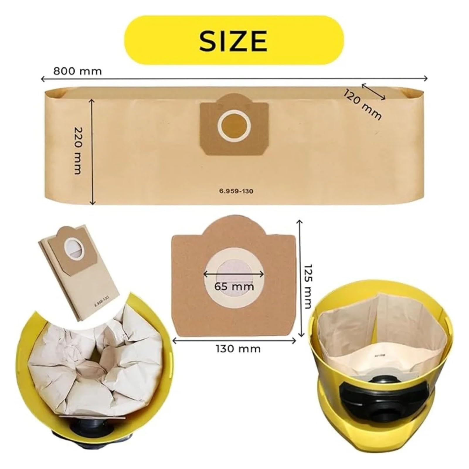 Compatible For Karcher WD3 MV3 WD3P 6.959-130.0. Sacs À Poussière D'aspirateur, Sacs Filtrants En Papier A2201/2204/2504/2554/2251/2604, SE 4001 4002(16pcs)