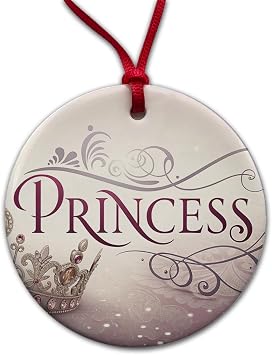 Princess Crown Tiara Royalty Funny Round Ceramic Holiday Christmas Tree Ornament